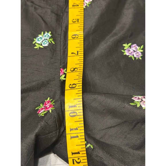 Lilly Pulitzer Floral Embroidered Silk Pants Women's Size 2 Black Colorful - Picture 11 of 13